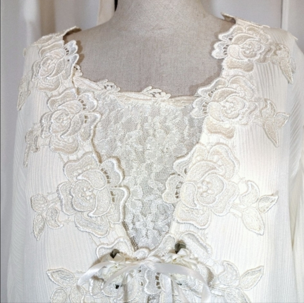 2 Pc:Fitting Image Vintage Long Sleeve Jacket+Sleeveless Maxi Dress, Ivory, 18 - Picture 6 of 16